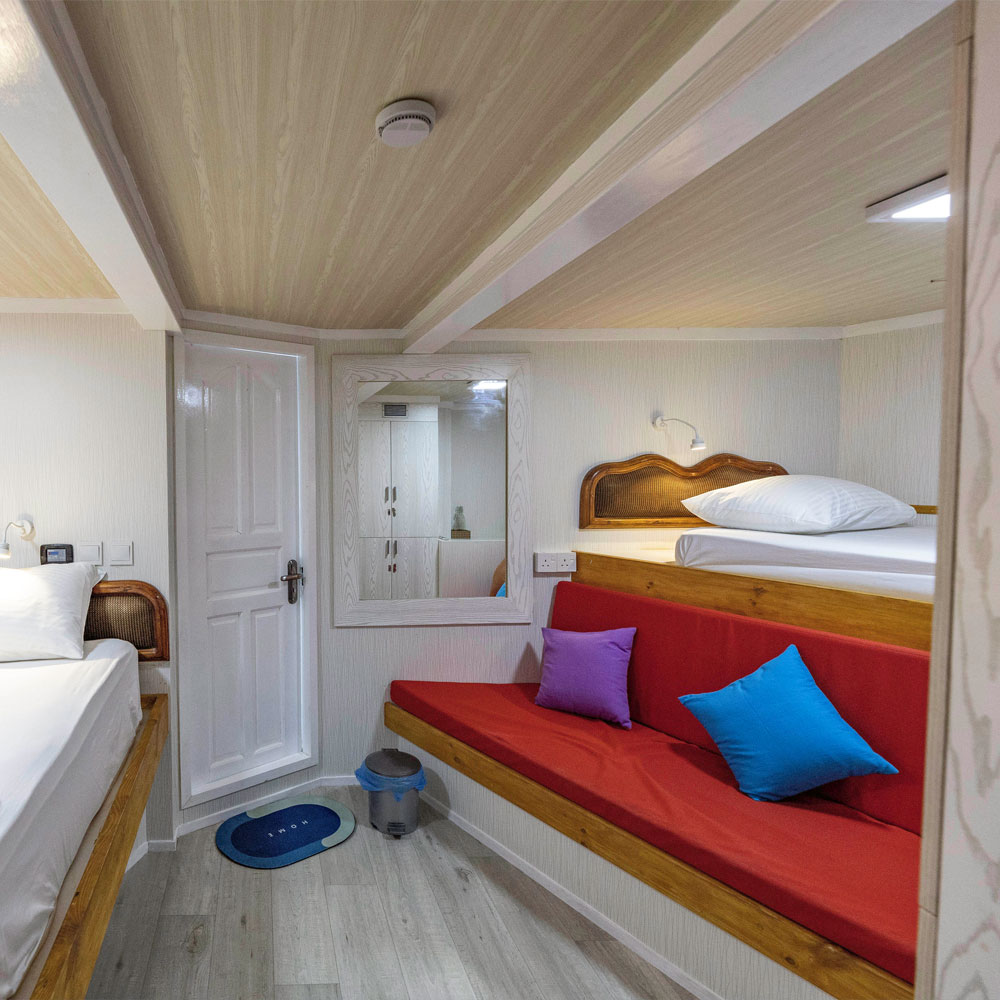 bedroom in a boat in Maldives