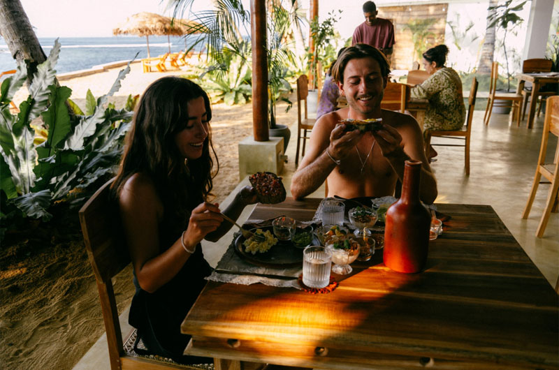 Enjoying a meal in Ahangama