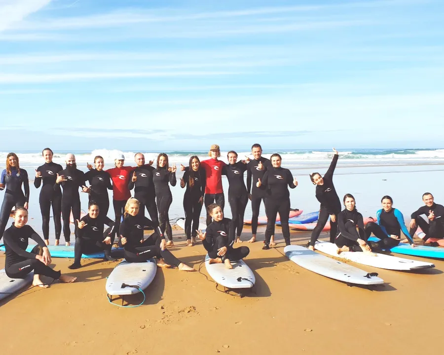 Surf group at our Surf Camp in Peniche
